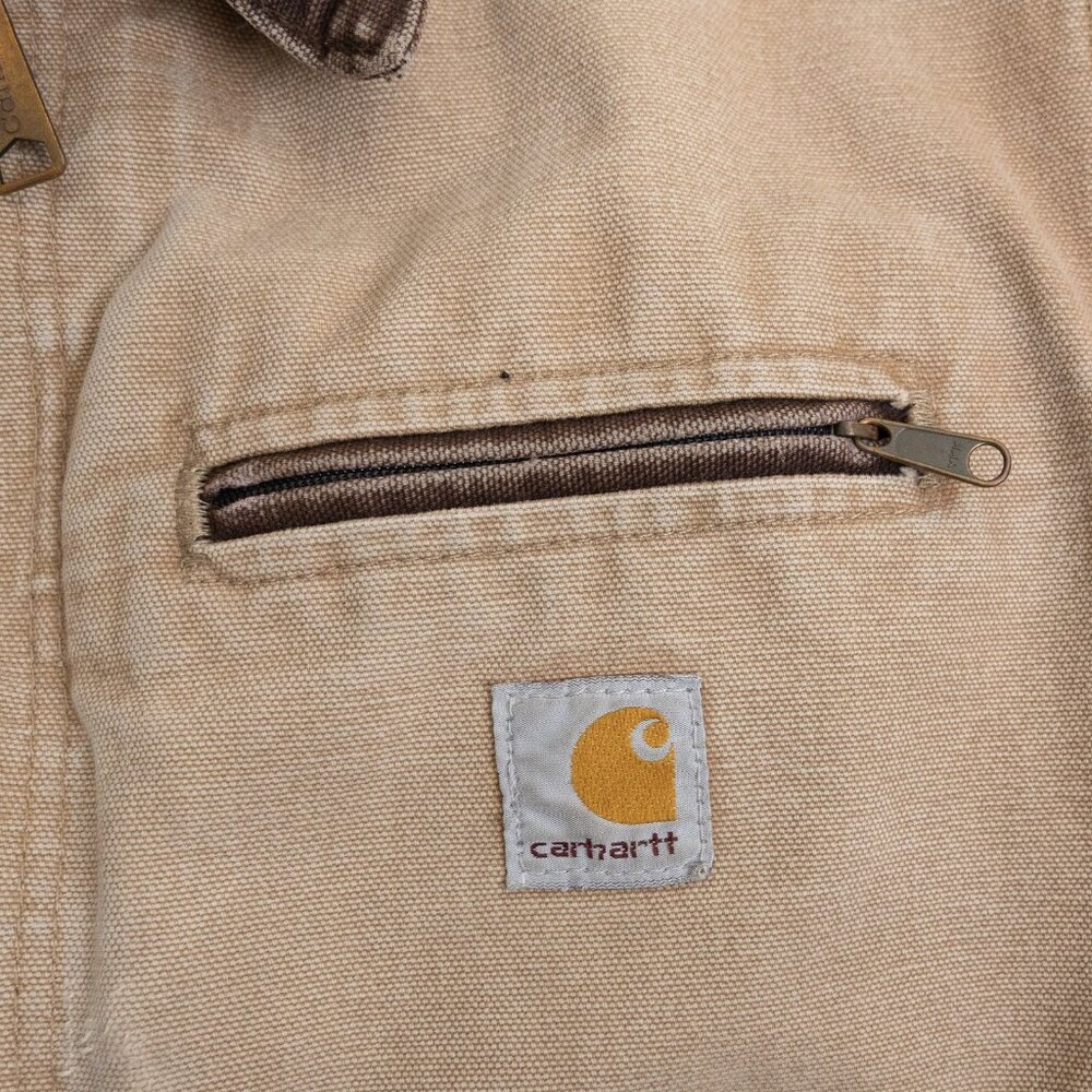Vintage Carhartt Jacket Detroit Blanket Canvas Lined Workwear WJ097 Camel Brown - Picture 4 of 12